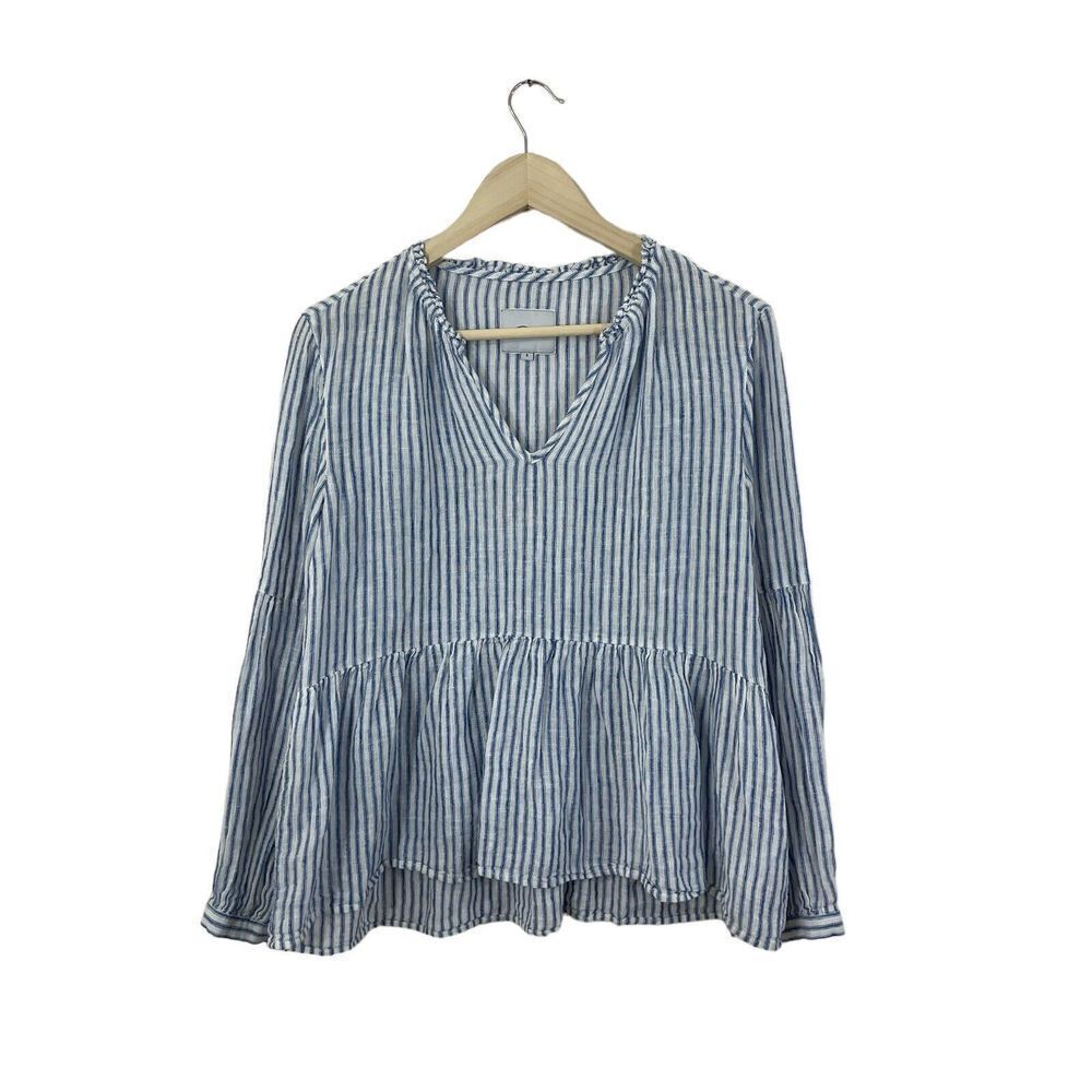 Rails Small Raylyn Fremont Striped Top Linen Rayon Flowy Neck Pullover Womens